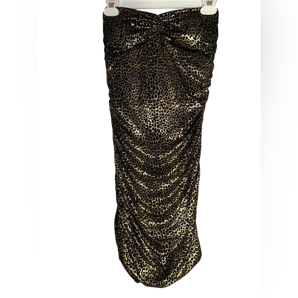 Y2K gold strapless mini dress